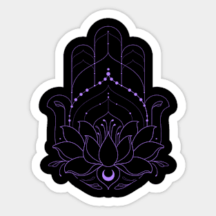 Blooming Lotus Flower Hamsa / Purple Sticker